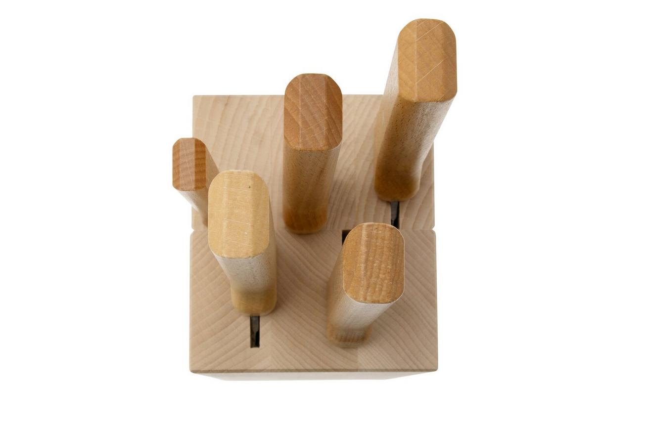 Opinel Parallèle 2402, 5-delige messenset incl. blok
