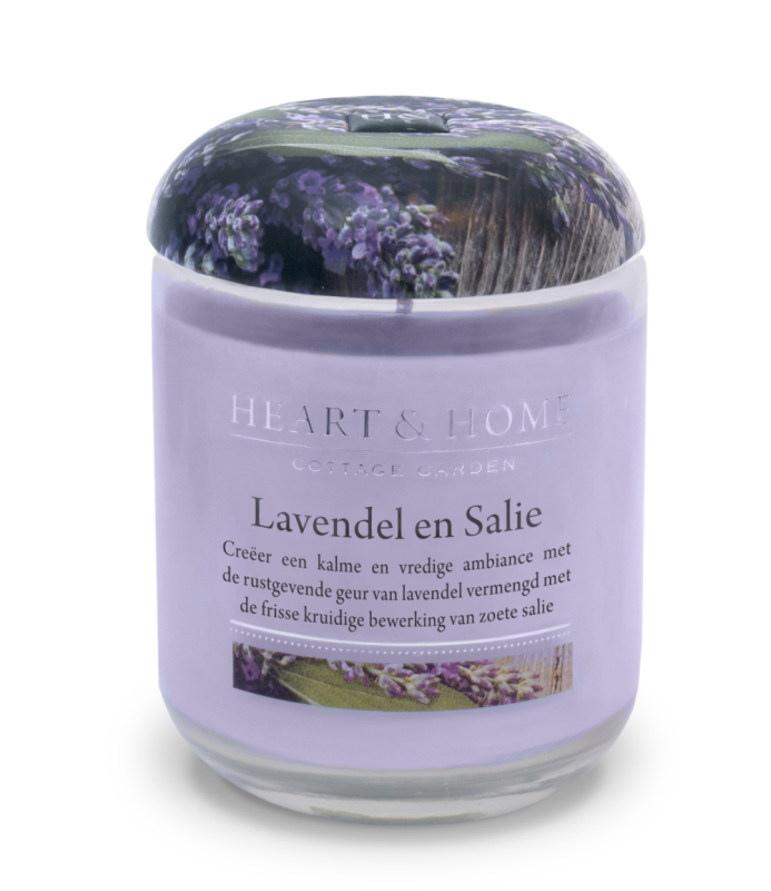 Heart & Home Grote Geurkaars - Lavendel En Salie 1st
