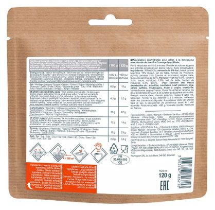 Repas déshydraté Decathlon Nutrition Pâtes à la bolognaise 120g