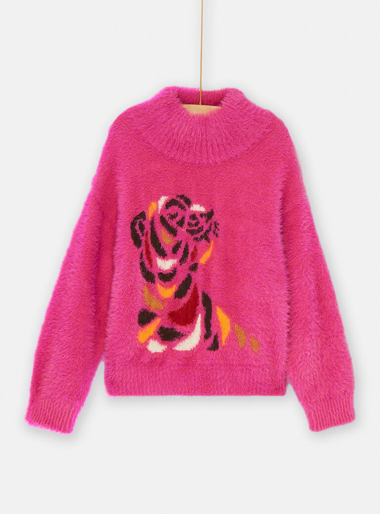 Pull fuchsia à motif tigre