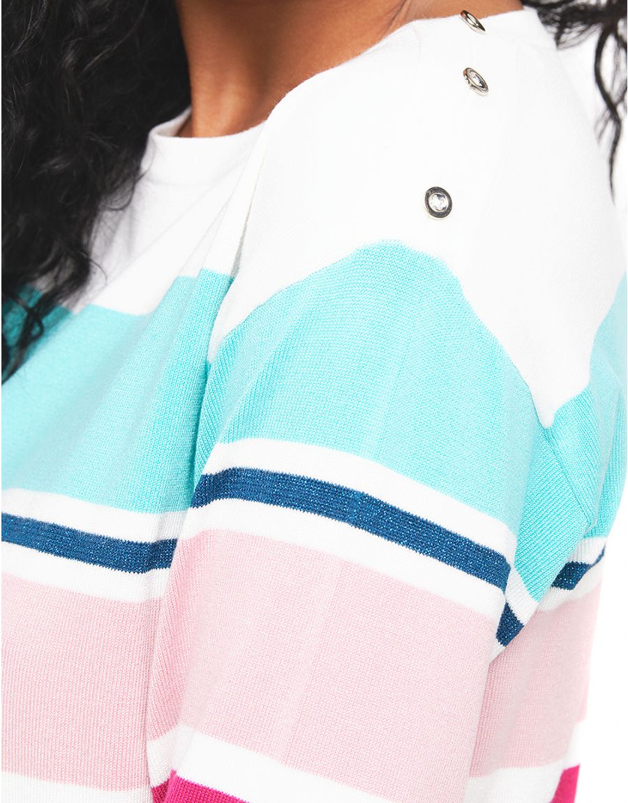 Pull marinière bleu rose