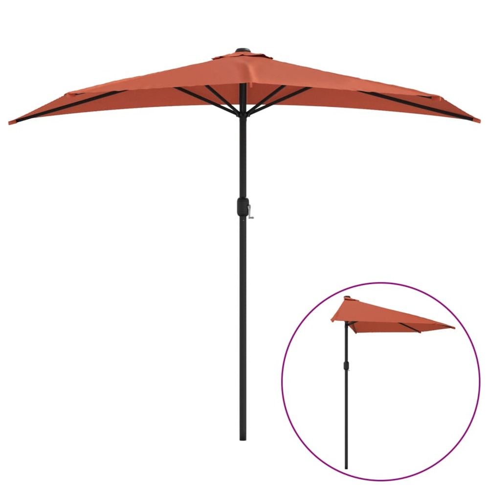 Parasol de balcon et mât en aluminium 270 x 135 x 245 cm orange