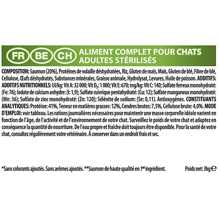 Croquettes pour chat stérilisé Pro Plan Sterilised Adult OptirRenal riche en saumon 3kg