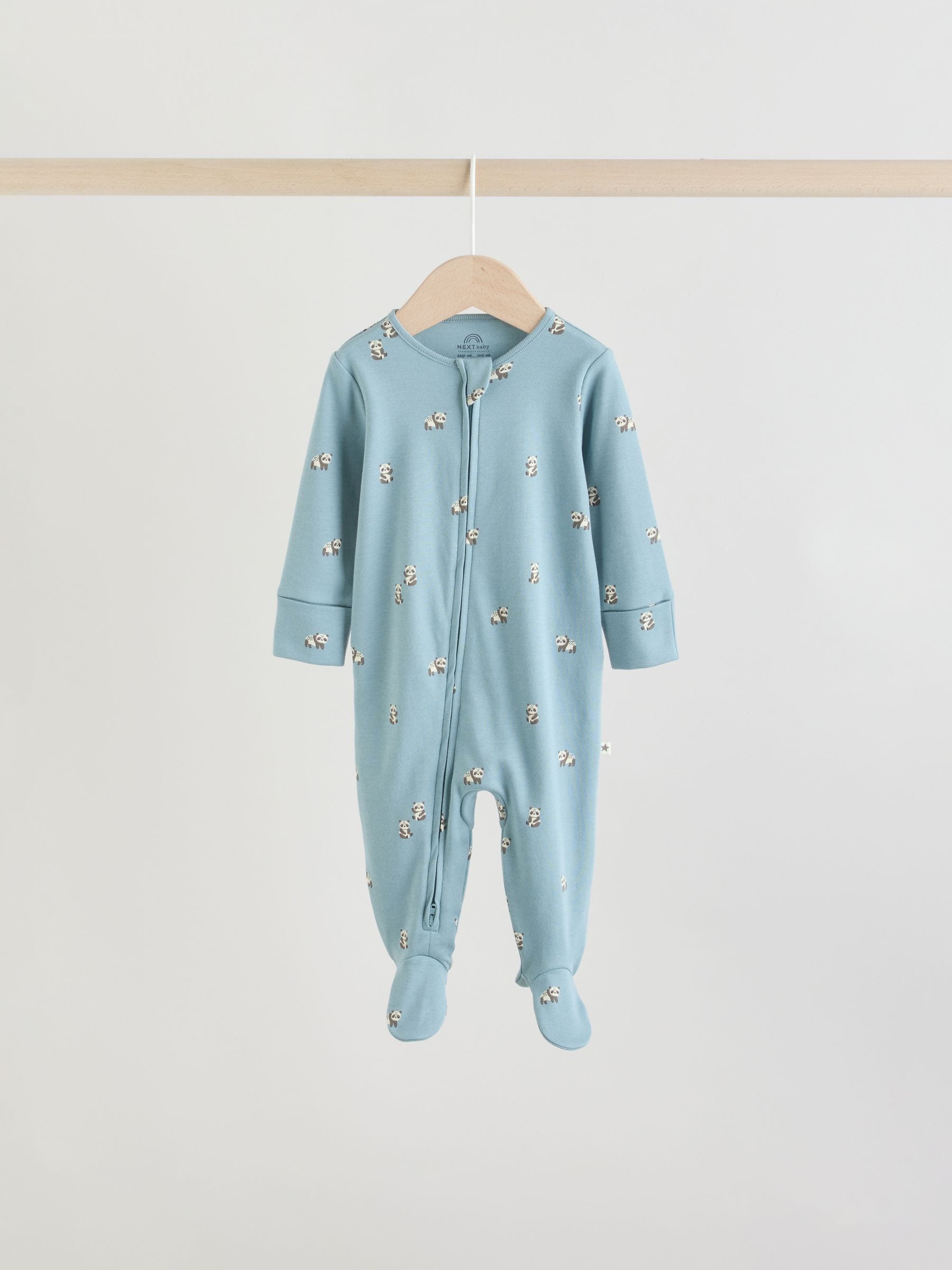 Mineraalblauw - 100% katoenen babyslaapzakjes met tweewegrits verpakking van 5 (0mnd -2jr)