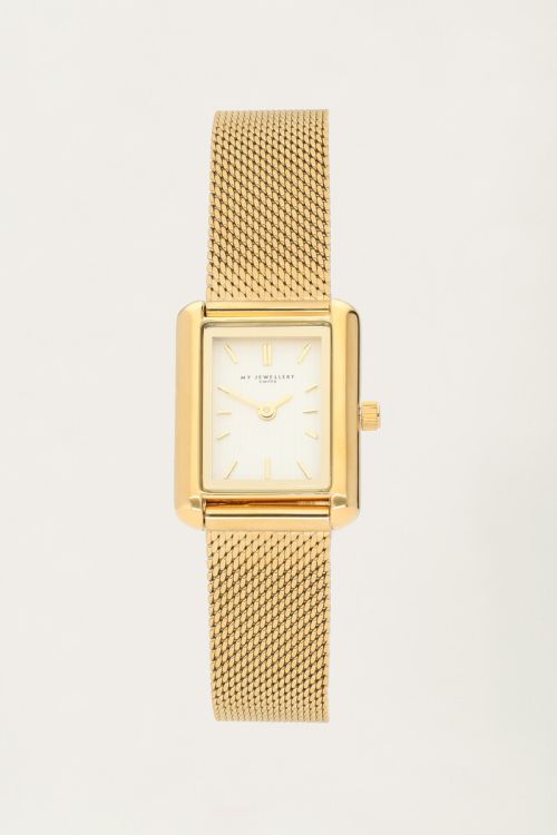 Rechthoekig horloge met fijne schakelband
