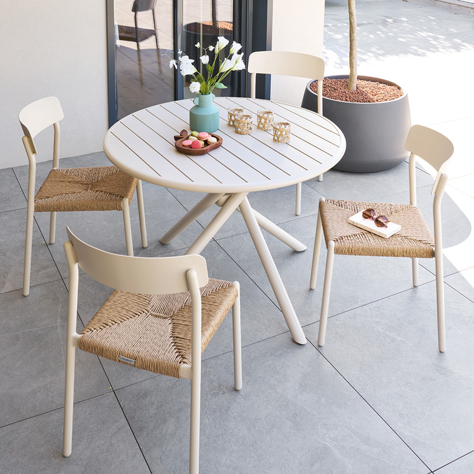 Ensemble table de jardin NEBULLIA + 4 chaises WISTTY Argile