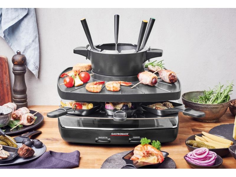 Gastroback Raclette Fondue Set Family and Friends 2 in 1 Raclette-Fondue