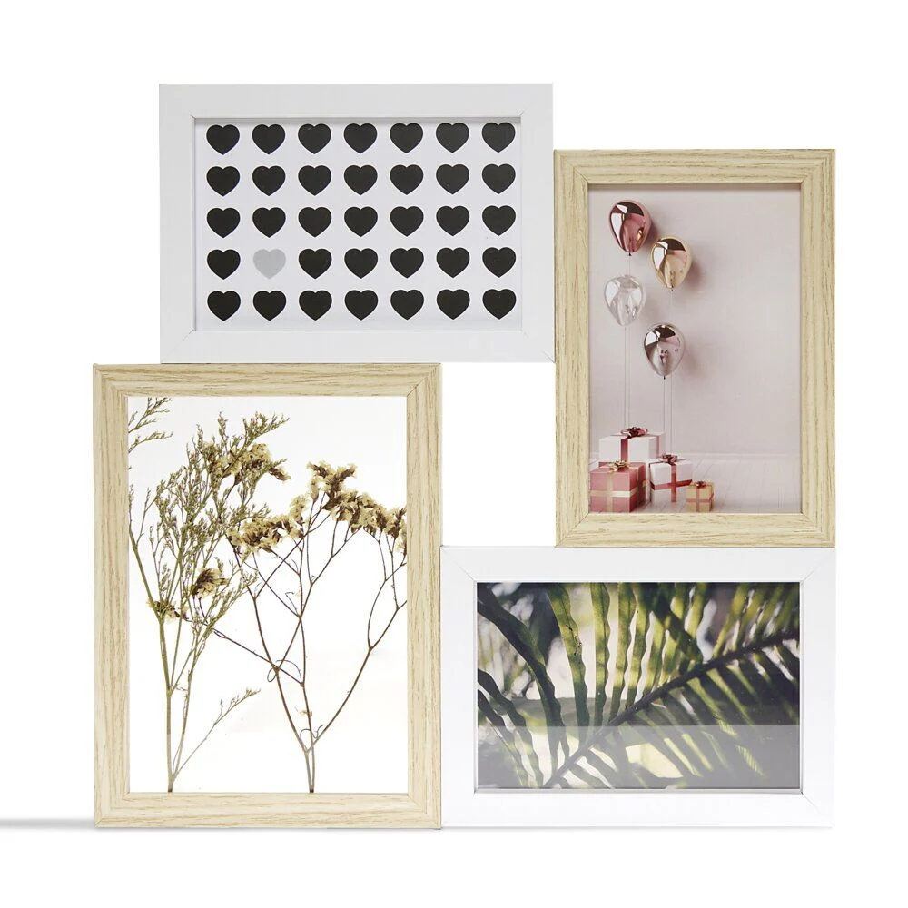 Cadre photo en bois 4 vues 32x32cm
