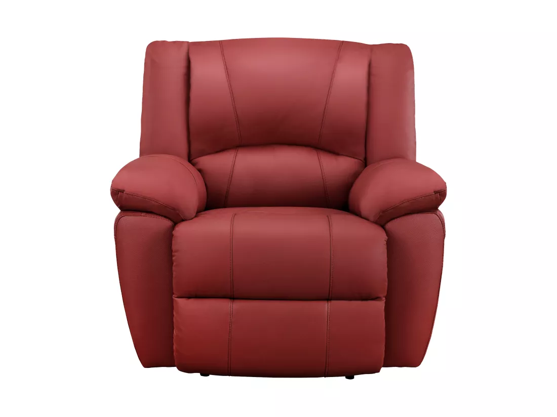 Canapé 3 places et un fauteuil relax en cuir AROMA - Rouge