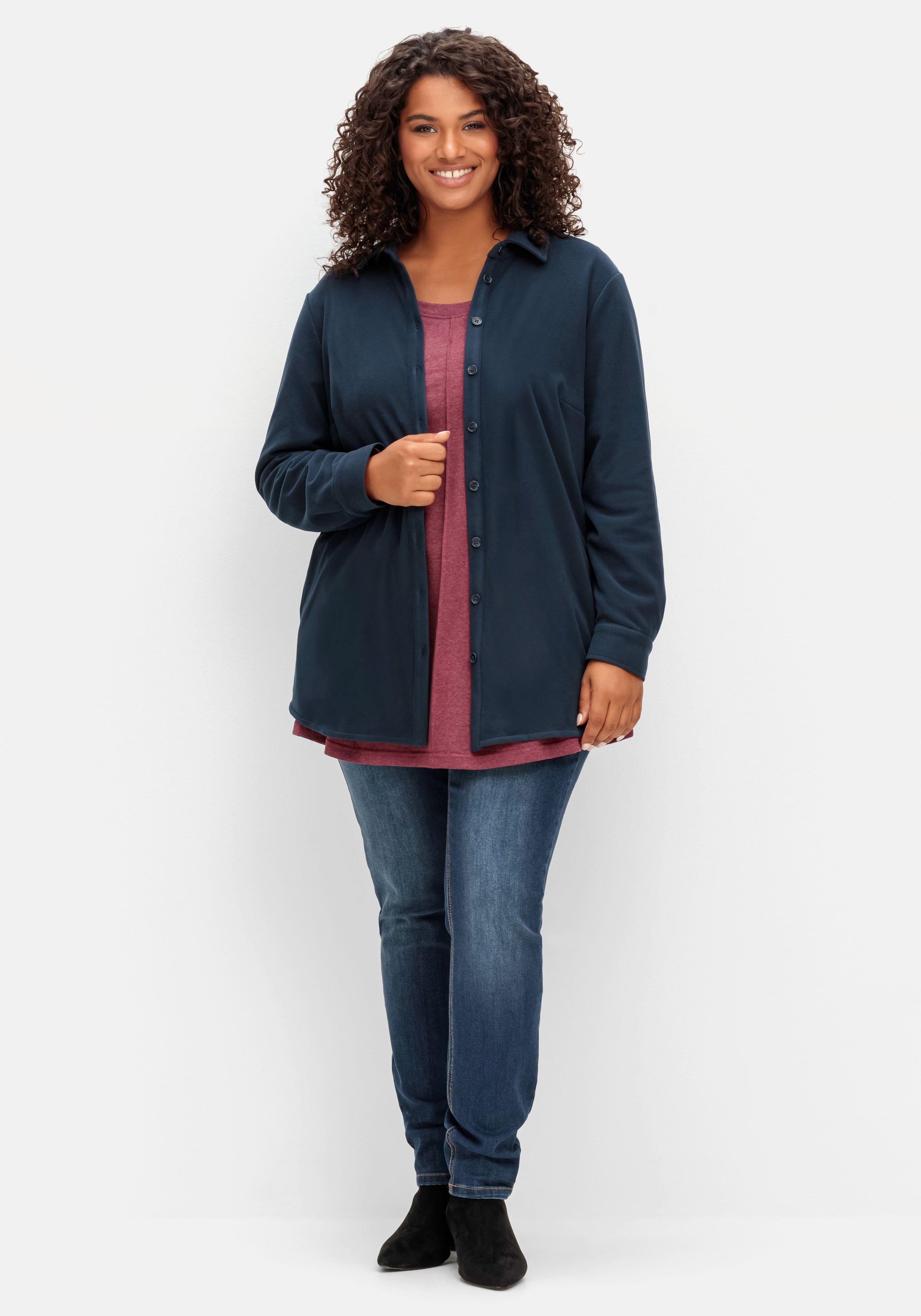 Kuschelfleece-Blusenjacke mit Taschen