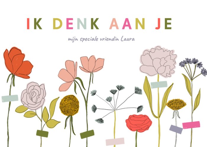 Greetz | Denken aan kaart | Bloemen | Vriendin