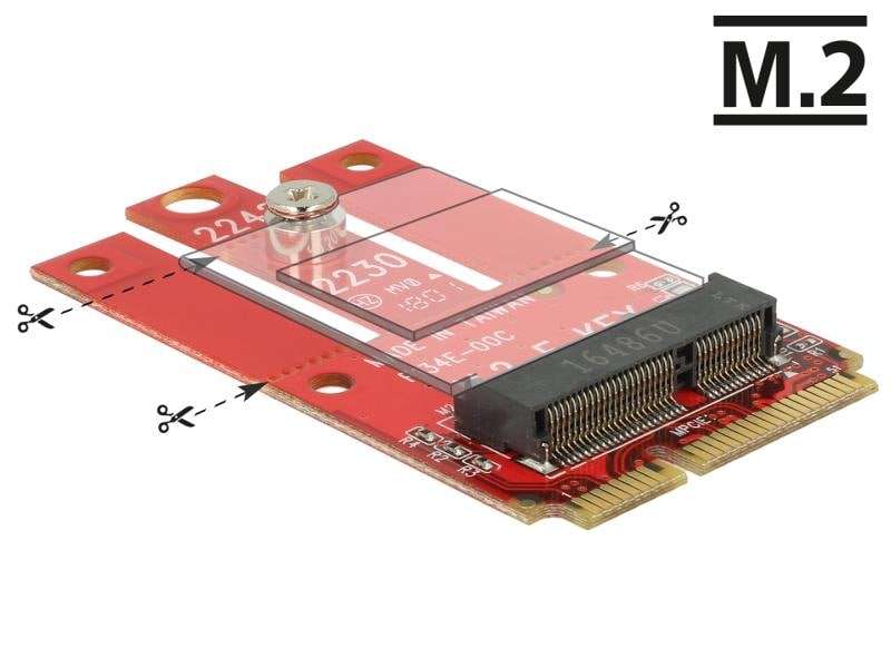 Delock Mini-PCIe – M.2 Key-E USB2.0 Delock Adapter Mini PCIe > M.2 Key E Slot