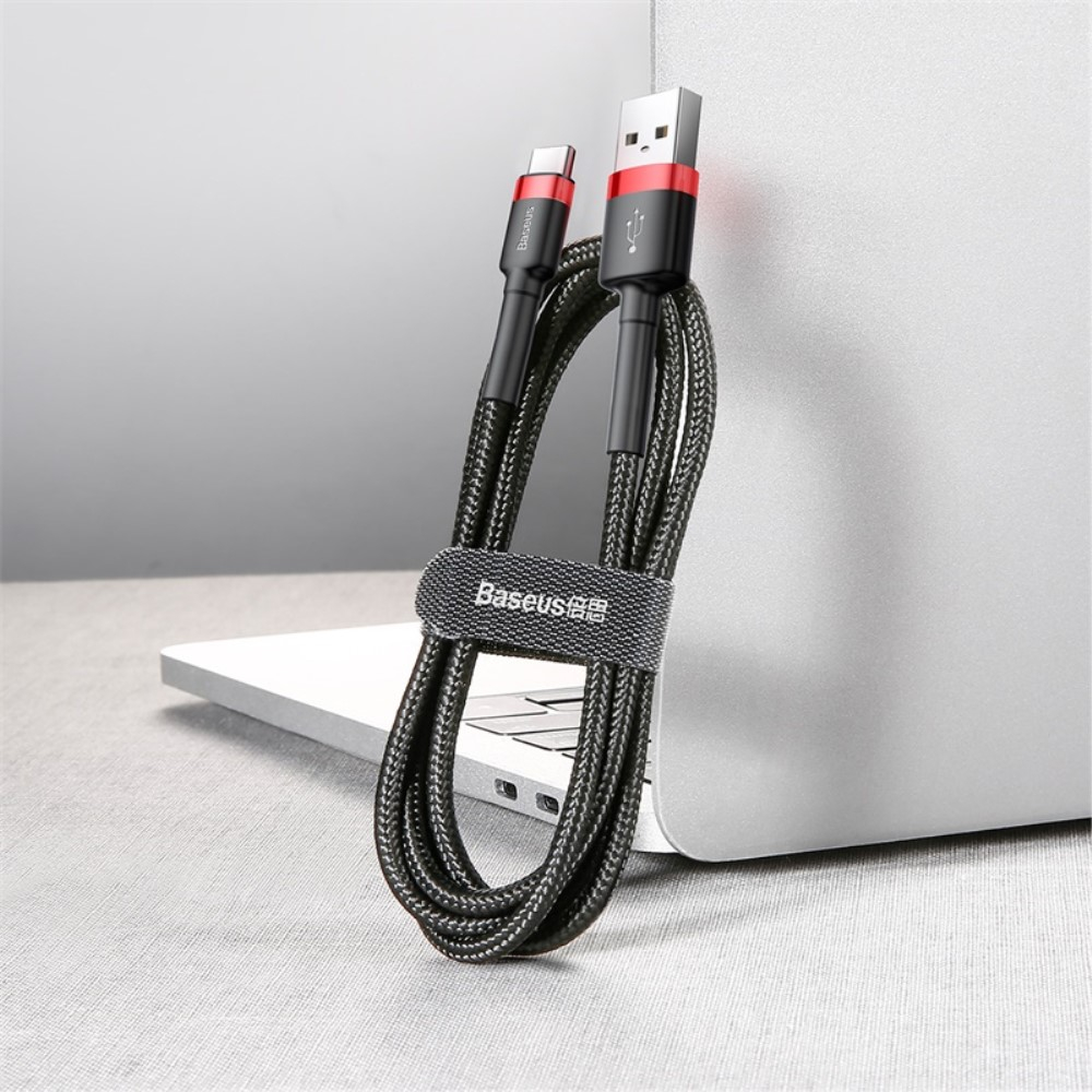 (2m / 2A) USB C auf USB A 480Mbps Schnellladekabel Datenkabel - Schwarz / Rot