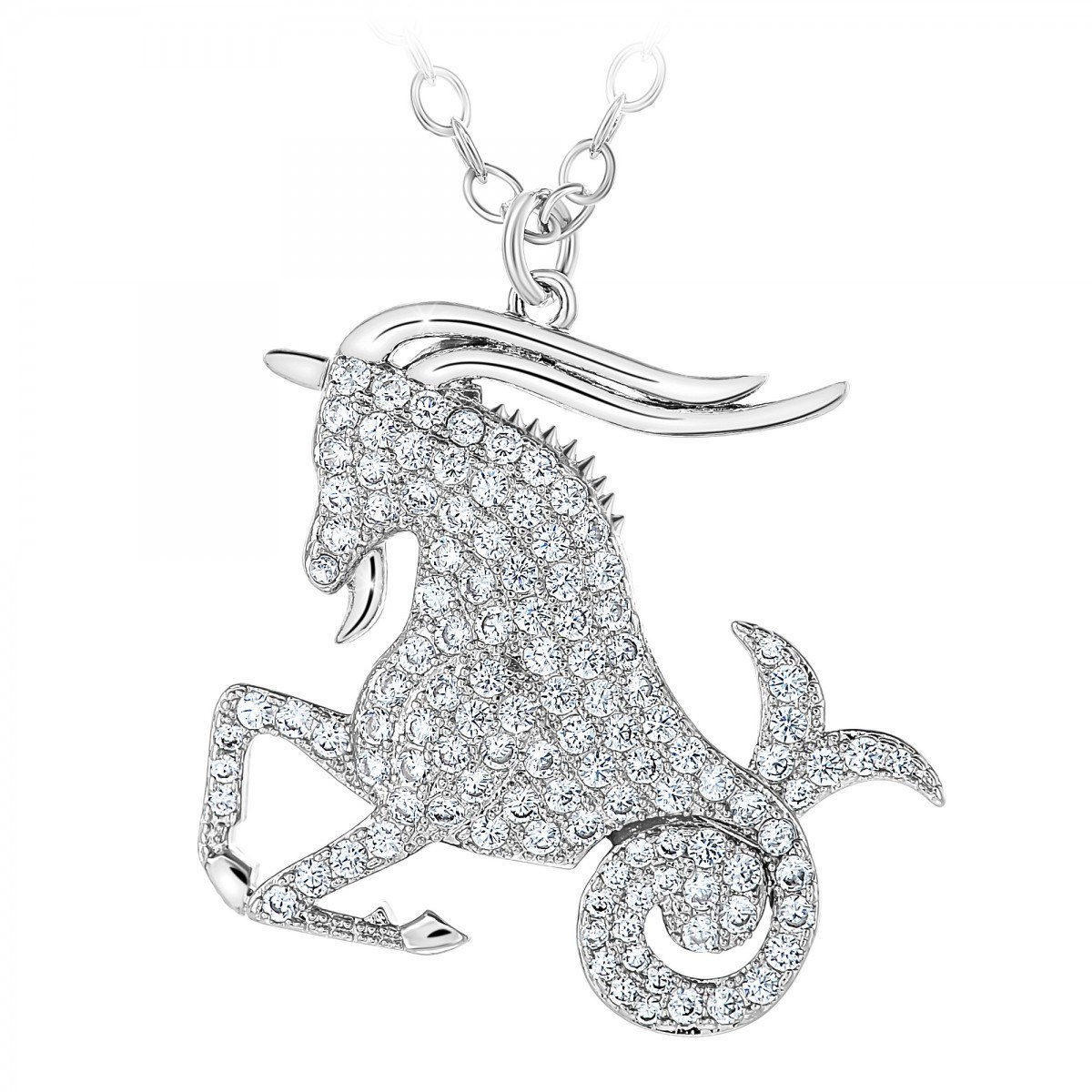 Collier signe astrologique capricorne orné de Cristaux scintillants SC Crystal