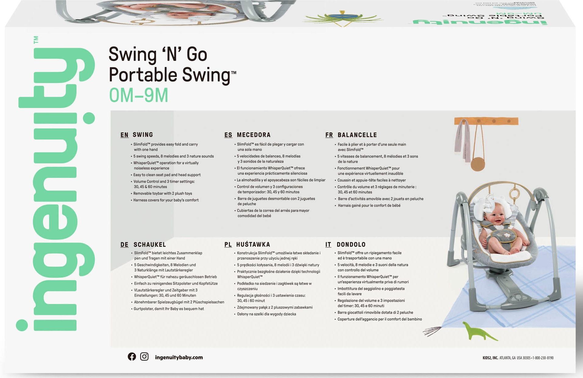 ingenuity Babyschaukel »Swing'n' Go, Bella Teddy« bis 9 kg tragbar