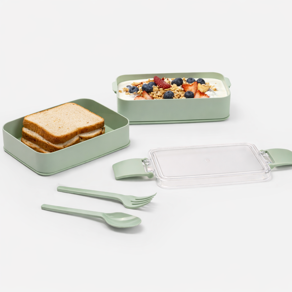 HEM 2-laags lunchbox met bestek - Green