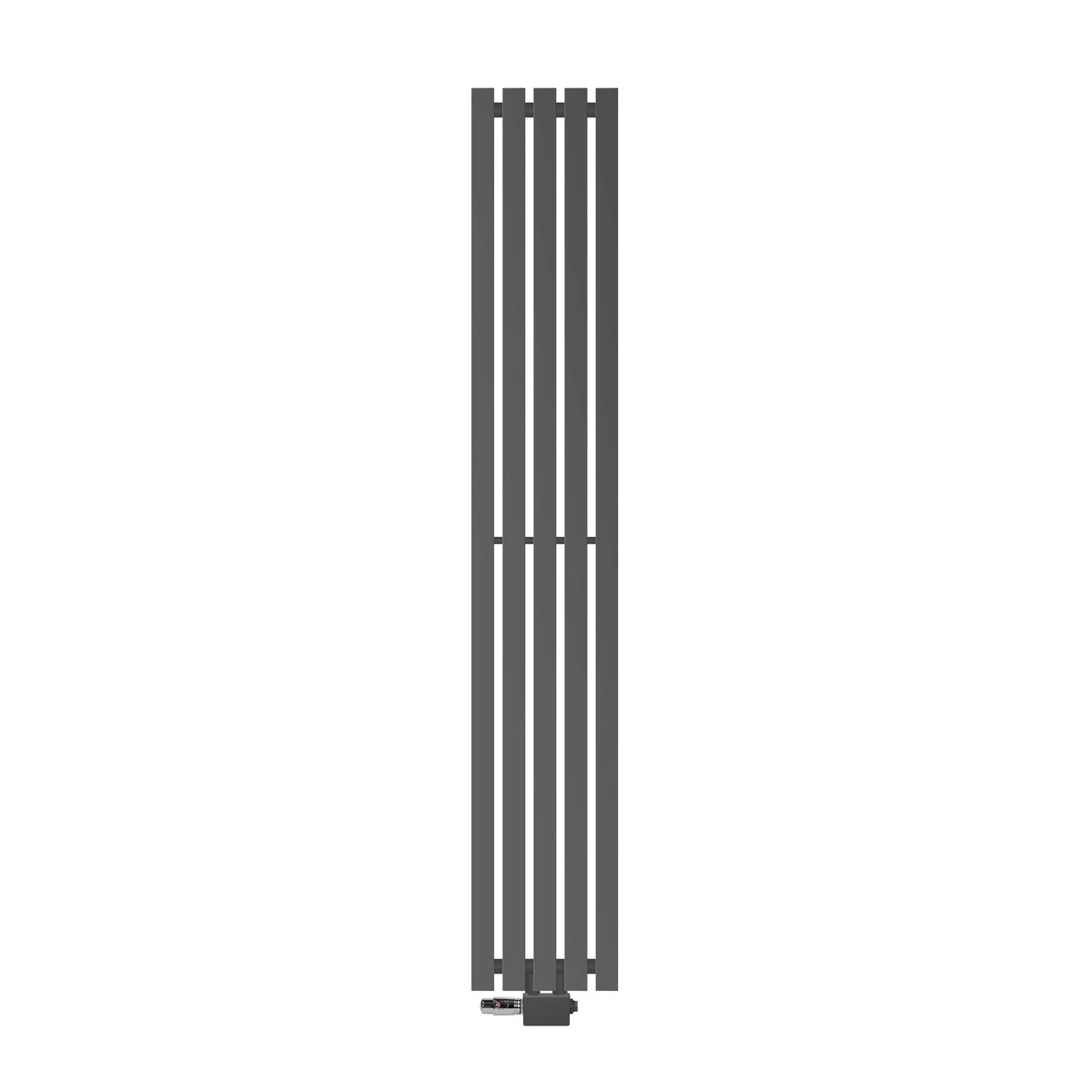 ECD Germany Design Stella paneelradiator, middenaansluiting, 260x1600 mm, antraciet, met aansluitset en thermostaat, universeel, hoek- en doorloopmodel, vlak, enkellaags, verticaal, badkamerradiator