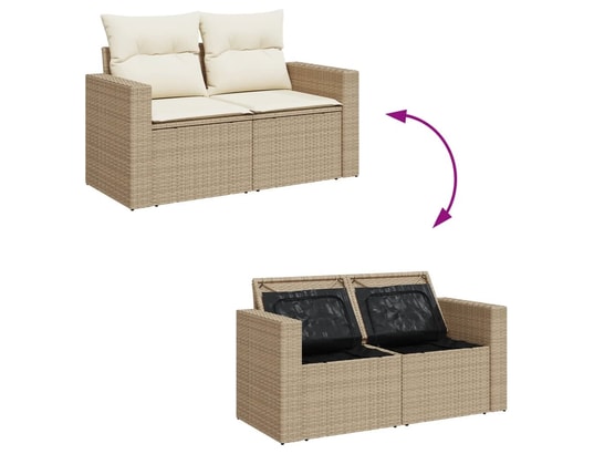 VIDAXL - Salon extérieur Salon de jardin avec coussins 9 pcs beige résine tressée