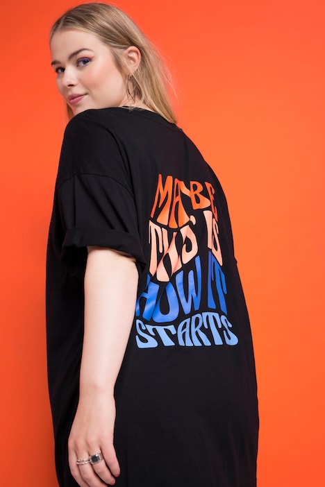 Oversize-Shirt, Rückenprint, Rundhals, Halbarm