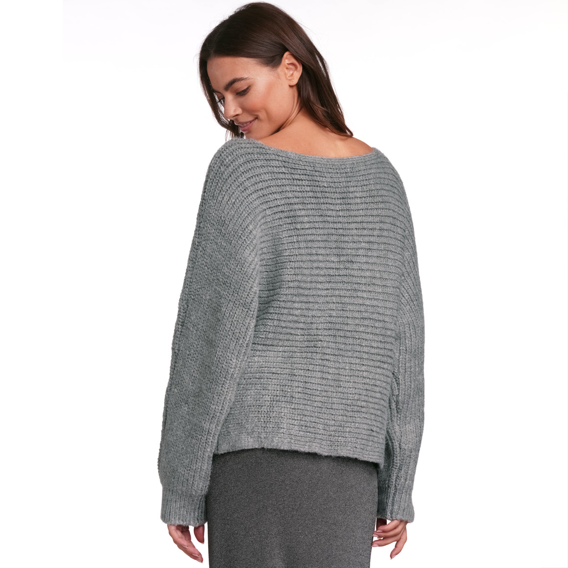 Jonas Nielsen Damen Strickpullover im Basic-Look grau