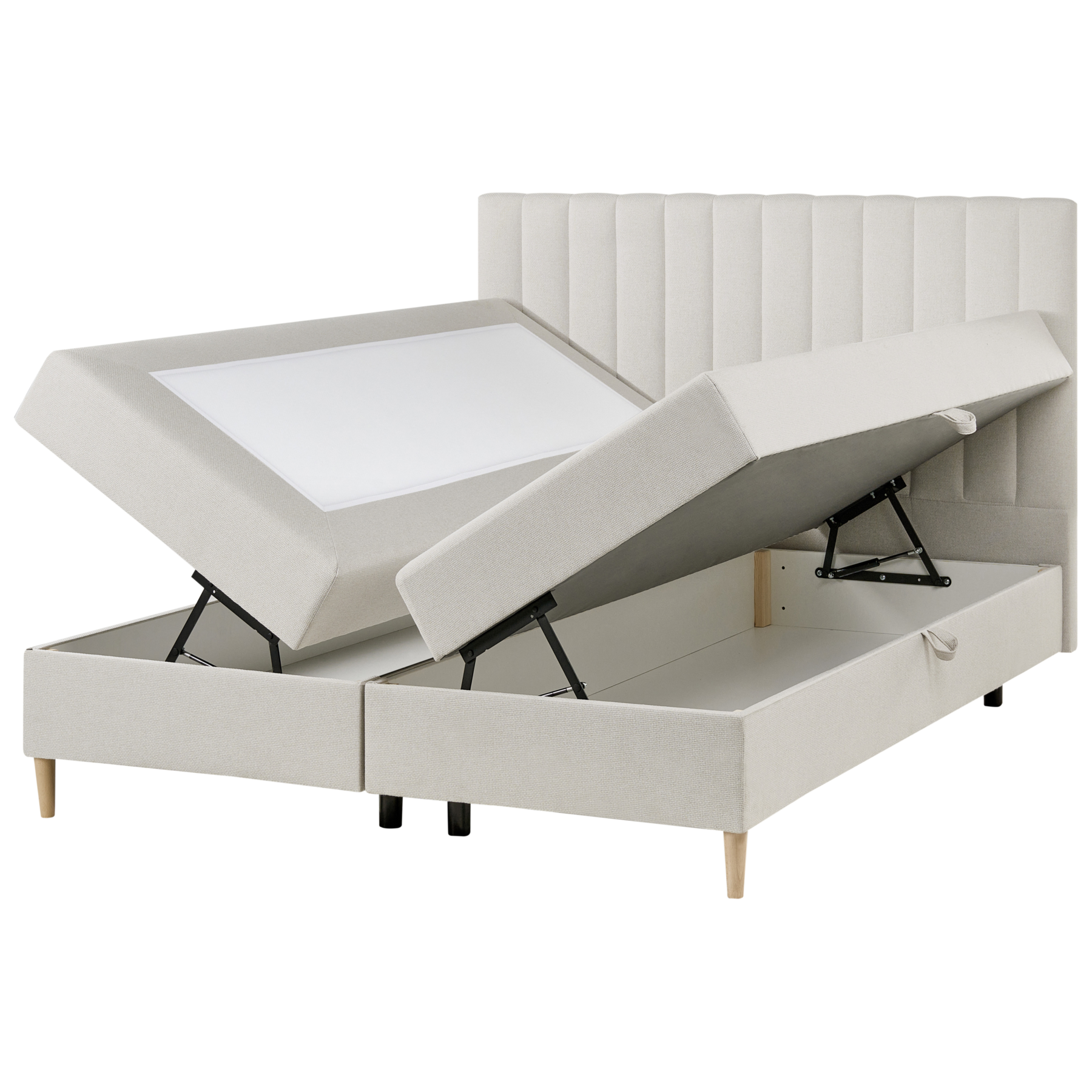 Beliani-OFFICER-Boxspringbed-Gebroken wit-160 x 200 cm-Polyester