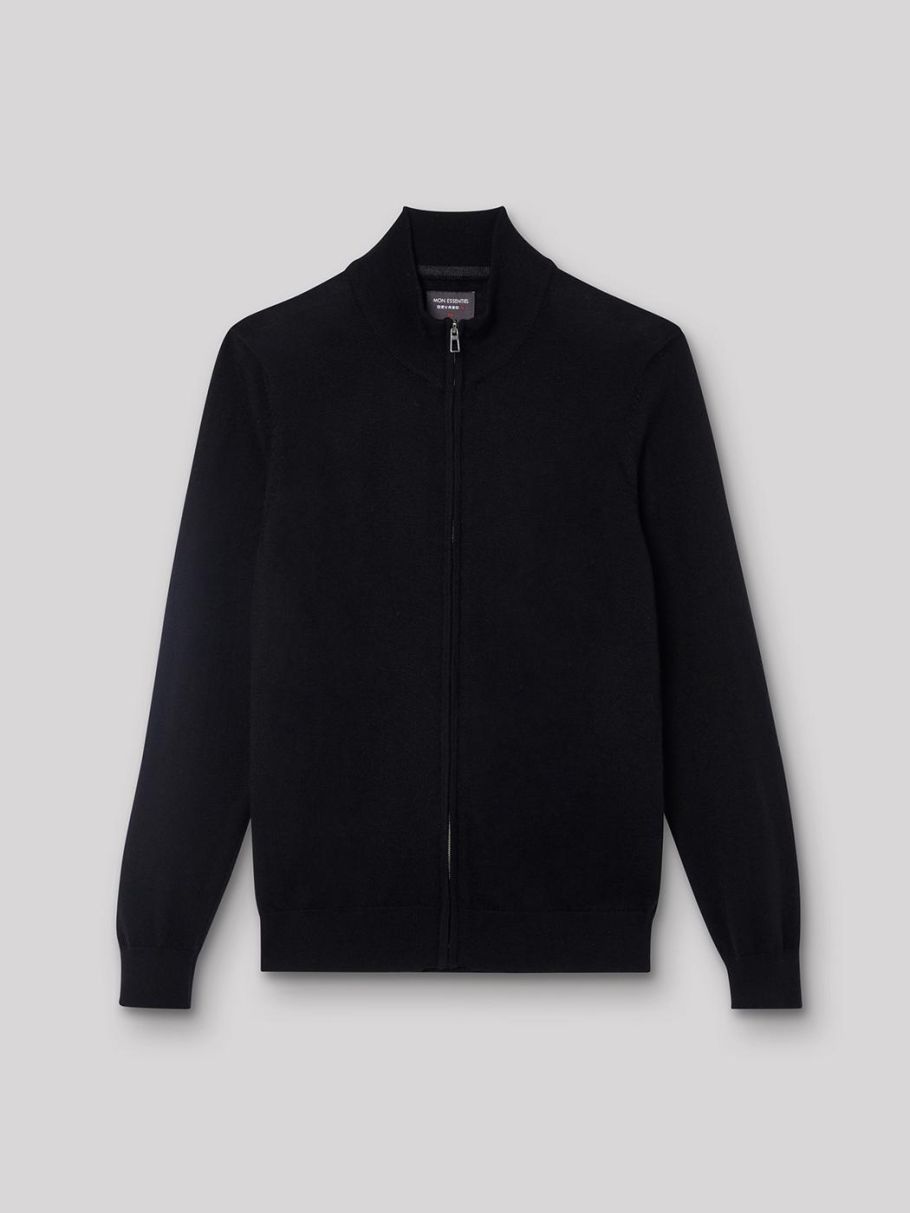 Cardigan zippé en laine mérinos