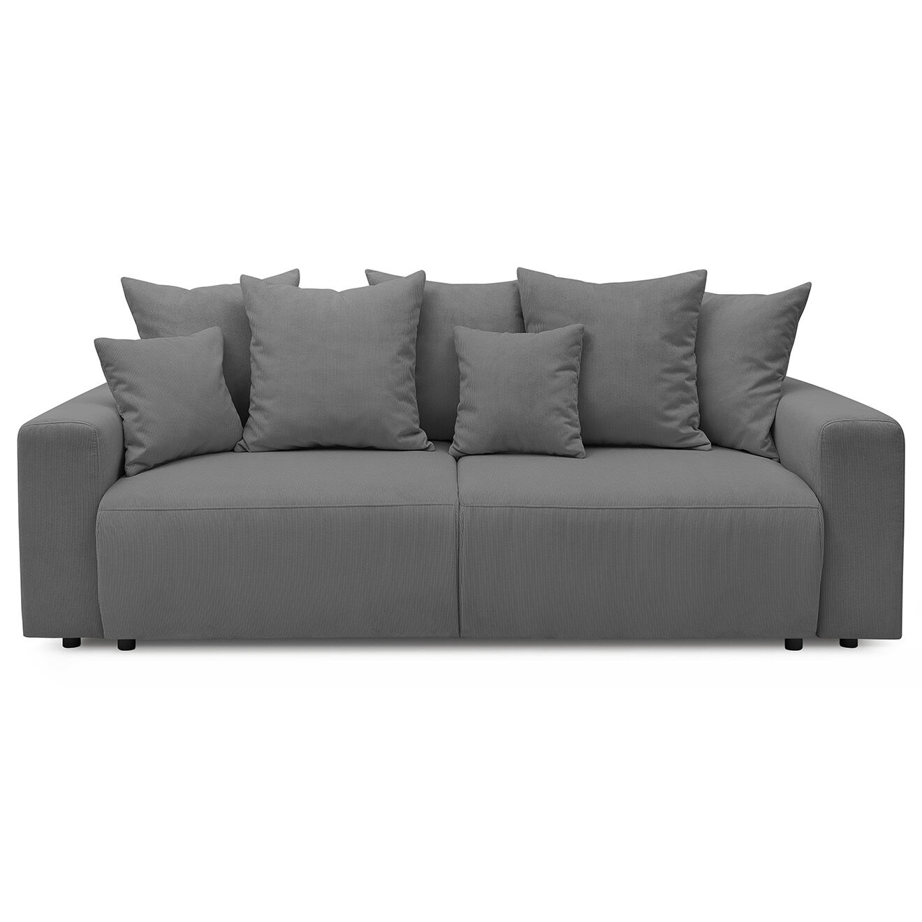 Bobochic Canapé 3 places convertible velours côtelé Envy gris foncé - 245x102x88 cm