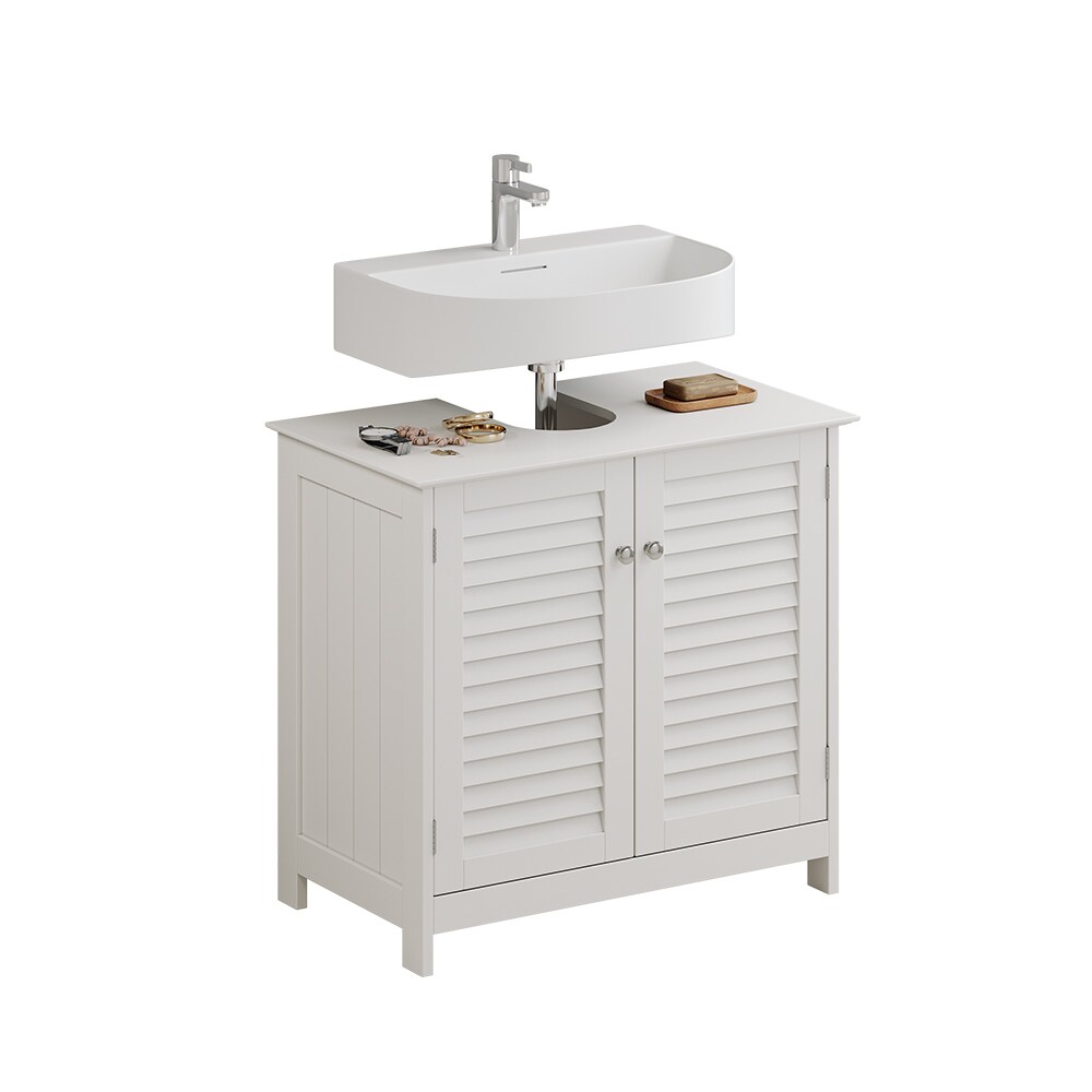 Vicco Waschtischunterschrank Riad, 60 x 58 cm, Weiß, 2 Türen, Badezimmer
