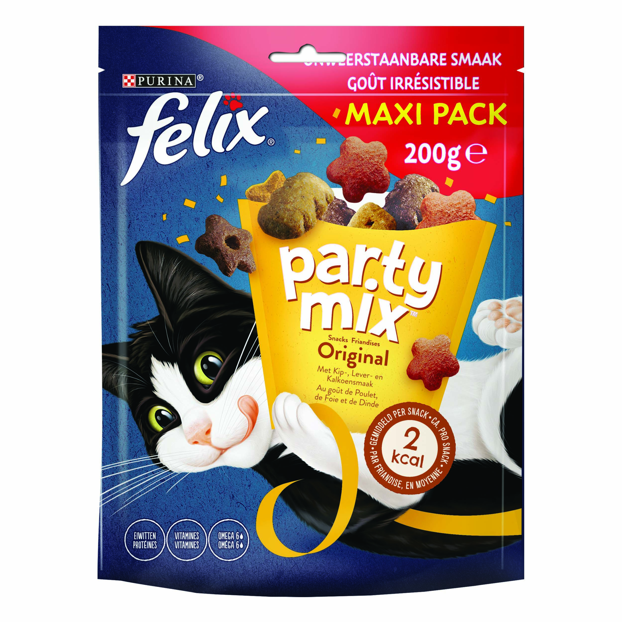 Felix Party Mix Original - Kattensnack - 200 Gram - lever, kip