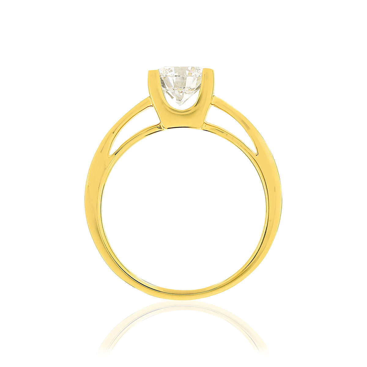 Solitaire or 750 jaune diamant synthétique 1 carat