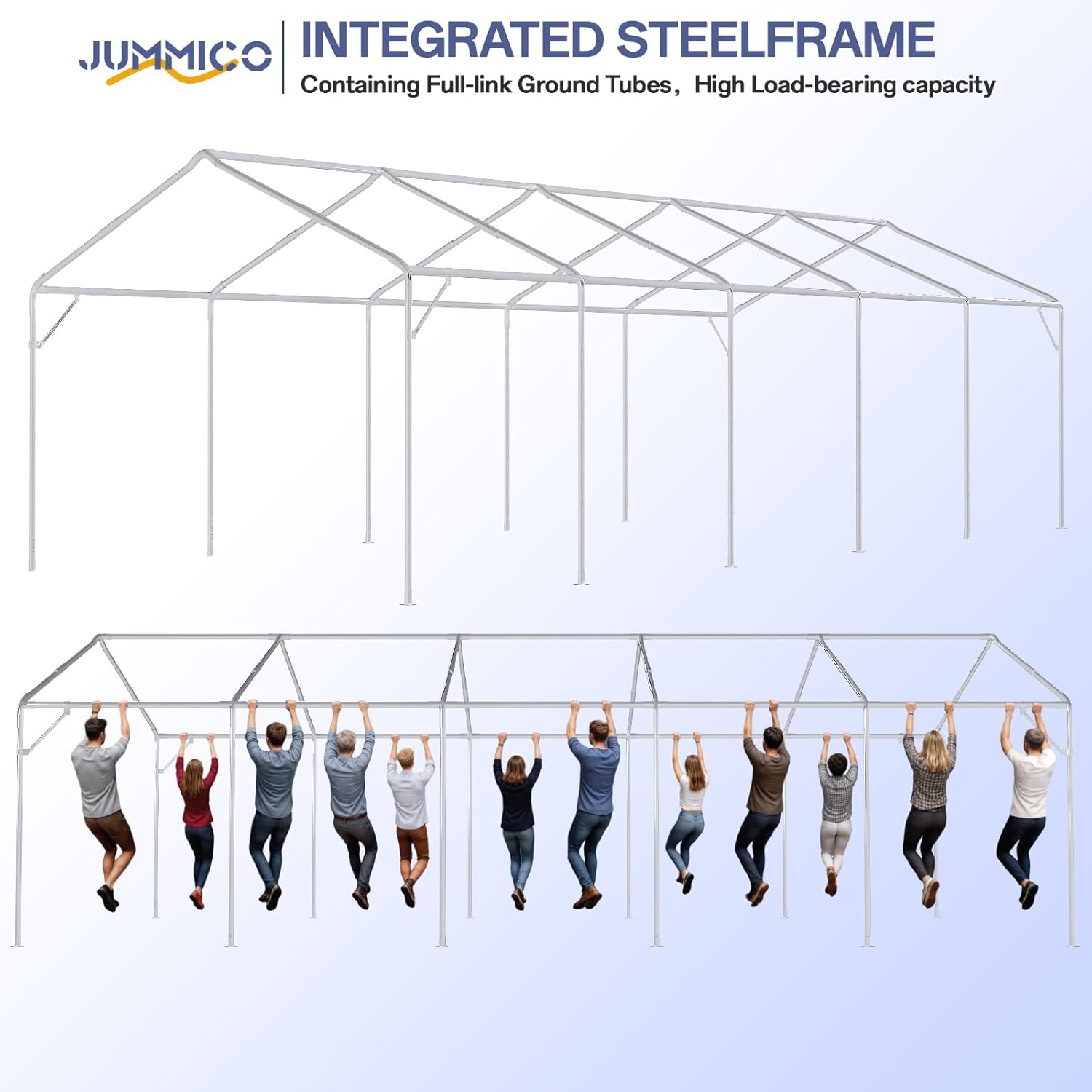 JUMMICO Pavillon 4x10, Gartenzelt UV-Schutz 50+ Festzelt, Partyzelt 4x10 Wasserdicht Stabil Winterfest Party Zelt für Partys Hausparty Hochzeiten, Winterfest Pavillon mit 560g/m² PE-Plane, Weiß
