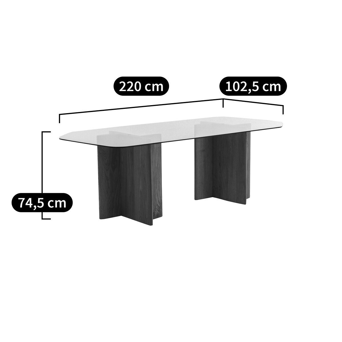 AM.PM<br>Mesa de vidro/nogueira, Nella