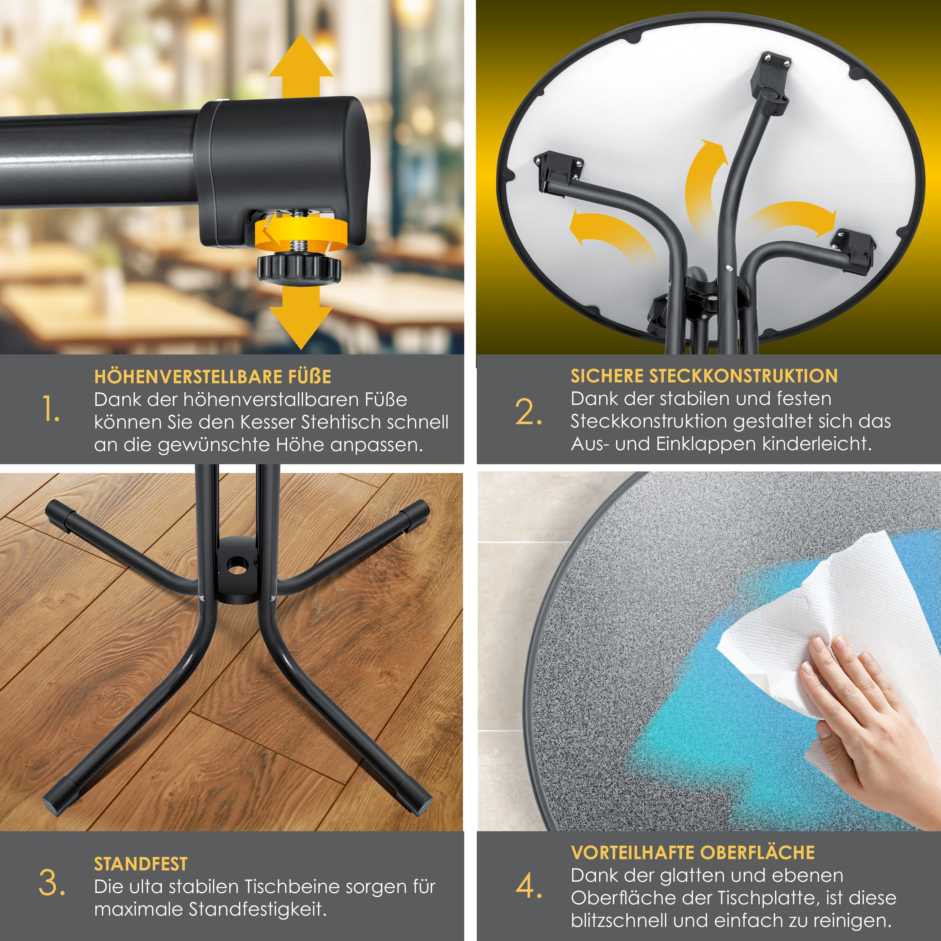 KESSER® Gastro Stehtisch klappbar - Gastronomie Bistrotisch rund - Wetterbeständiger Klapptisch Gartentisch - Runder Partytisch - Hitzebeständig - Stabil und sicher