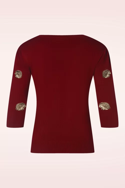 Vixen Happy hedgehog sweater in wijnrood