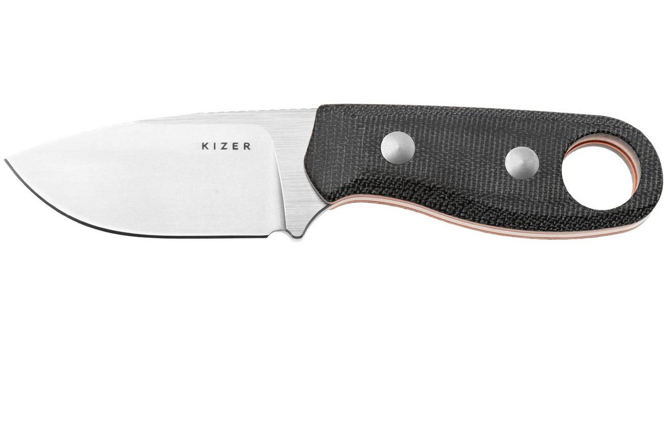Kizer Beaver 1078A2 Stonwashed Nitro-V, Black Micarta, vaststaand mes