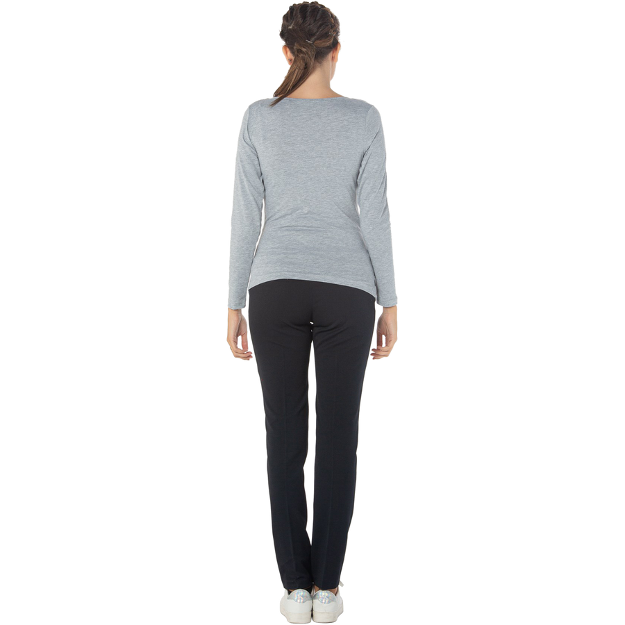 M.M.C. Umstandslangarmshirt Baby Flucht mit Motiv Grau