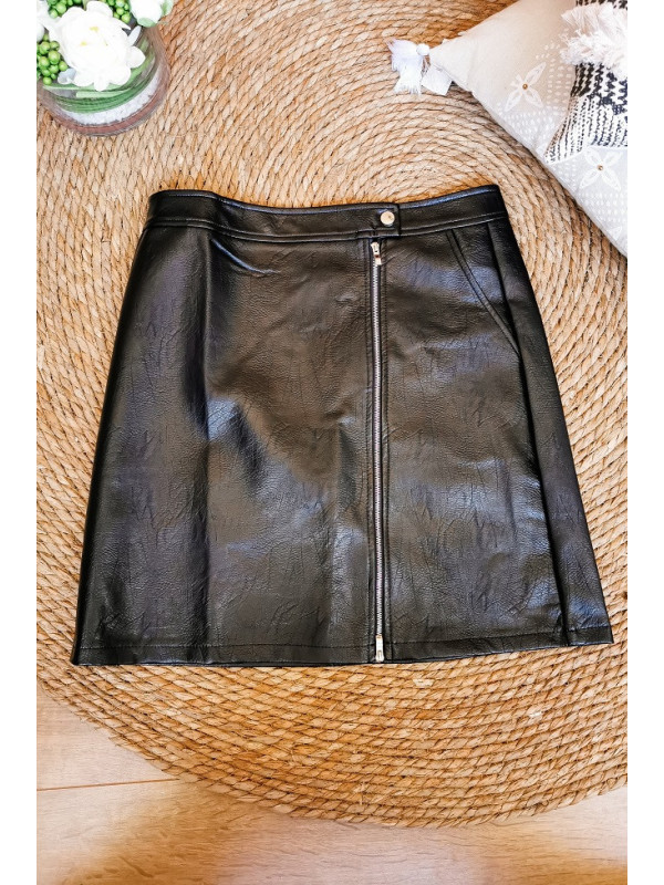 Jupe simili cuir Noir Zurich