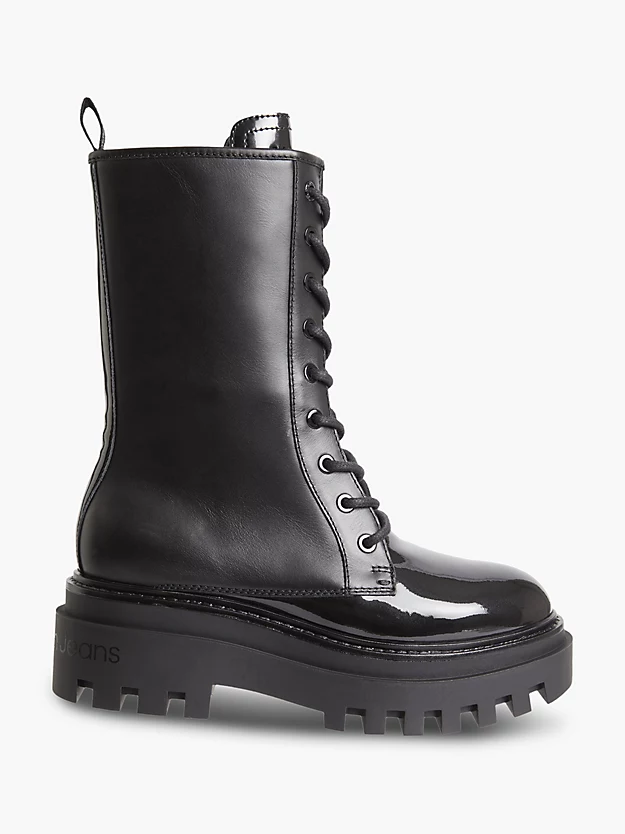 Botas de couro com salto plataforma