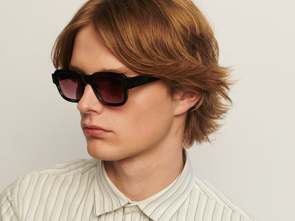 A. Kjærbede  Halo solbrille - Green Marble Transparent