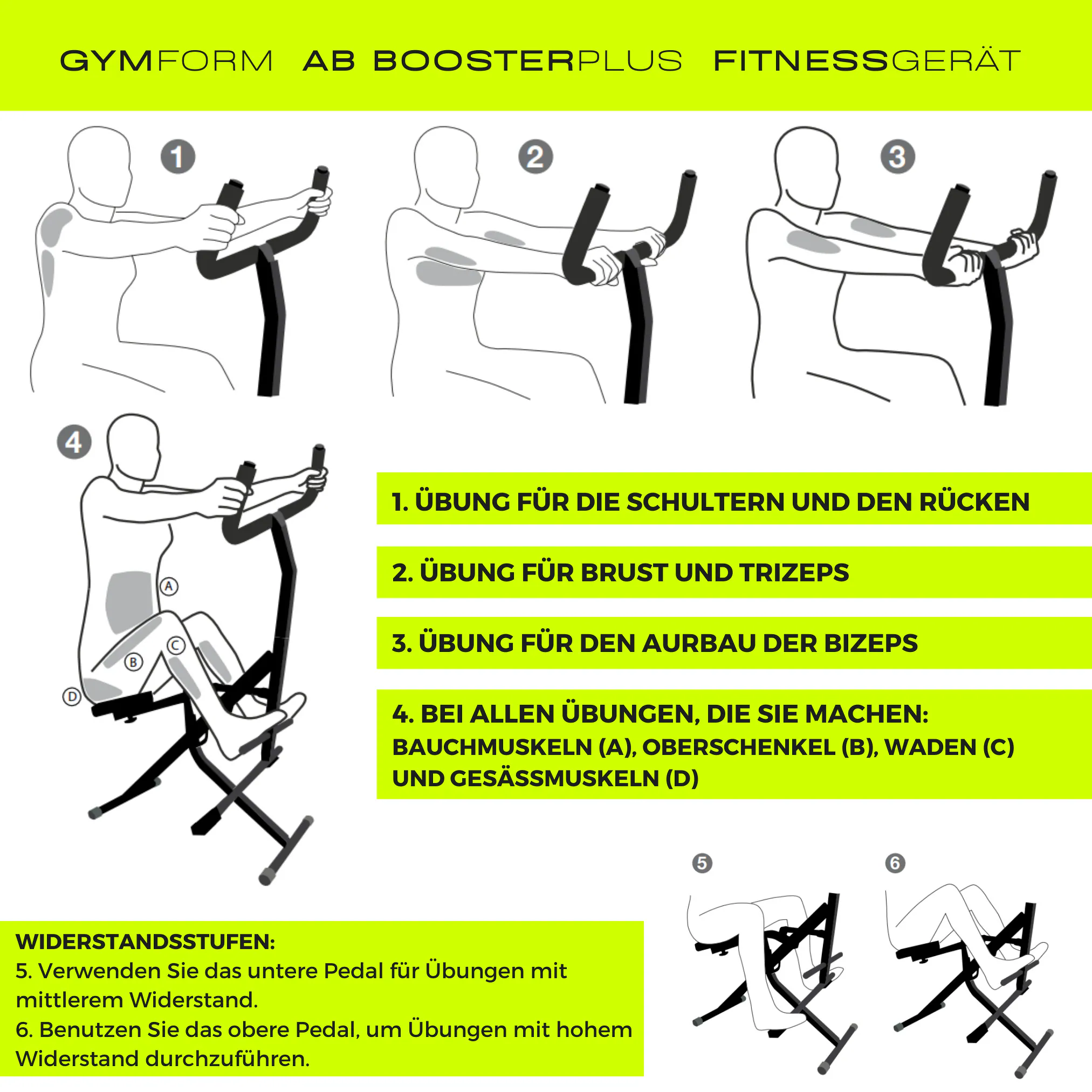 Gymform® Fitnessgerät für Zuhause klappbar - Trainingsgerät Ab Booster Plus
