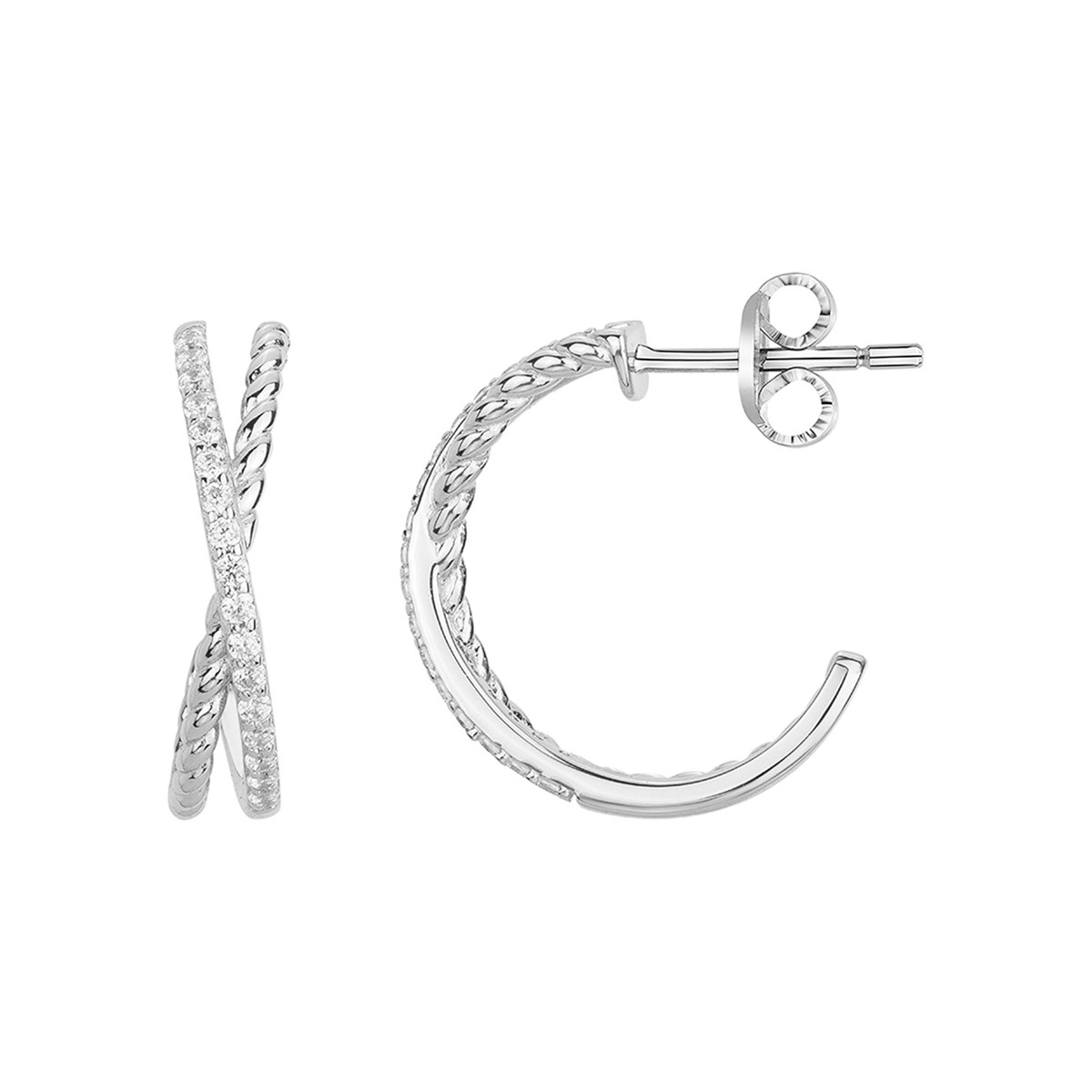 Boucles d'oreilles en Argent avec oxyde de zirconium blanc