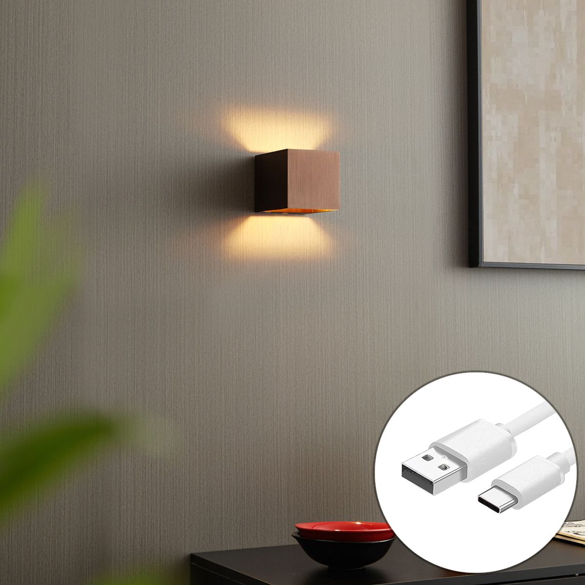 Moderne wandlamp donkerbrons incl. LED en touch dimmer oplaadbaar - Joris