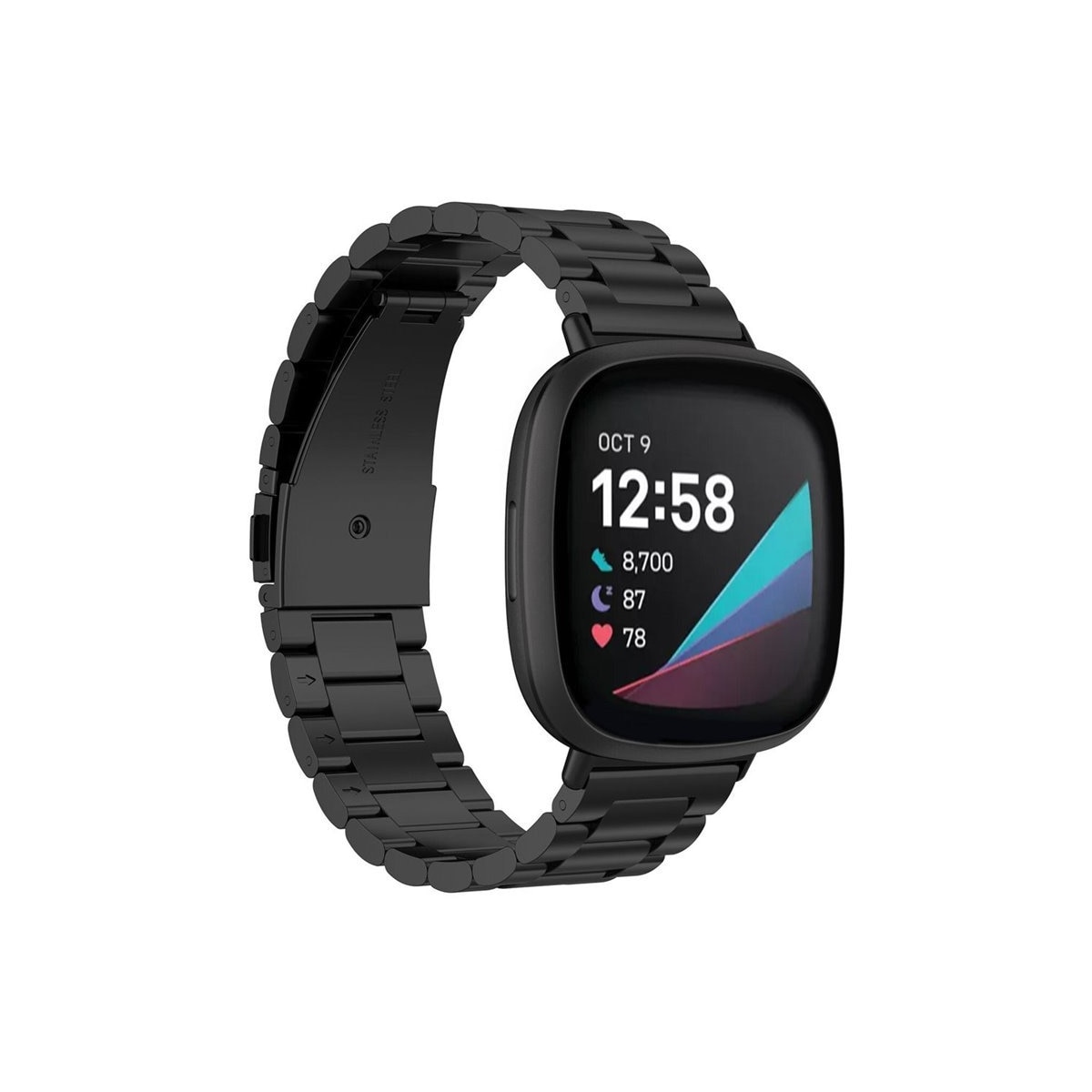 Armbånd Rustfritt stål Fitbit Sense - Svart