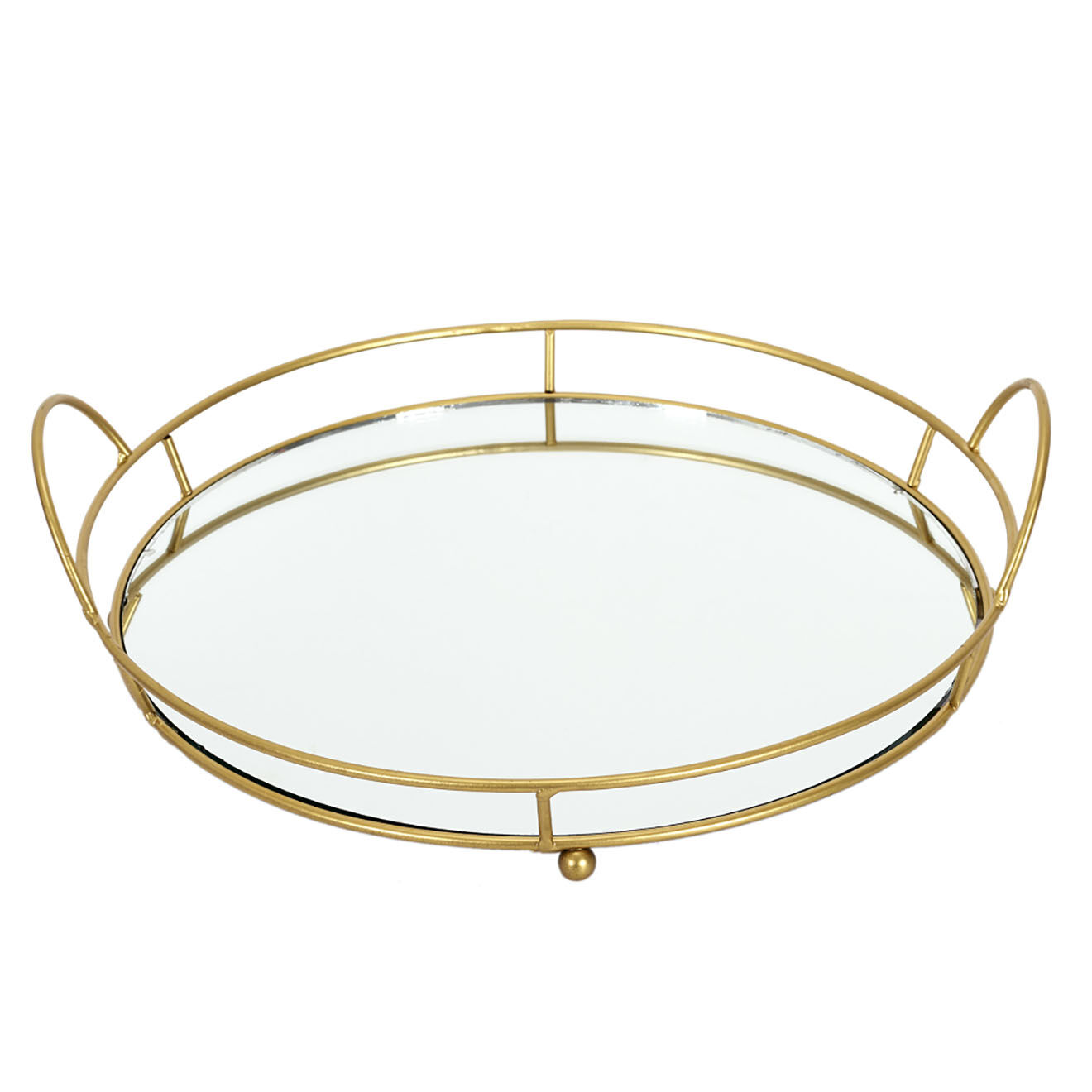 Home Deco Factory Plateau de presentation miroir gris - 34x32x8.8 cm