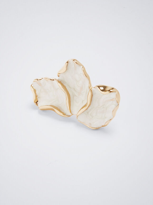 Brincos de Flor Esmaltada - Dourados