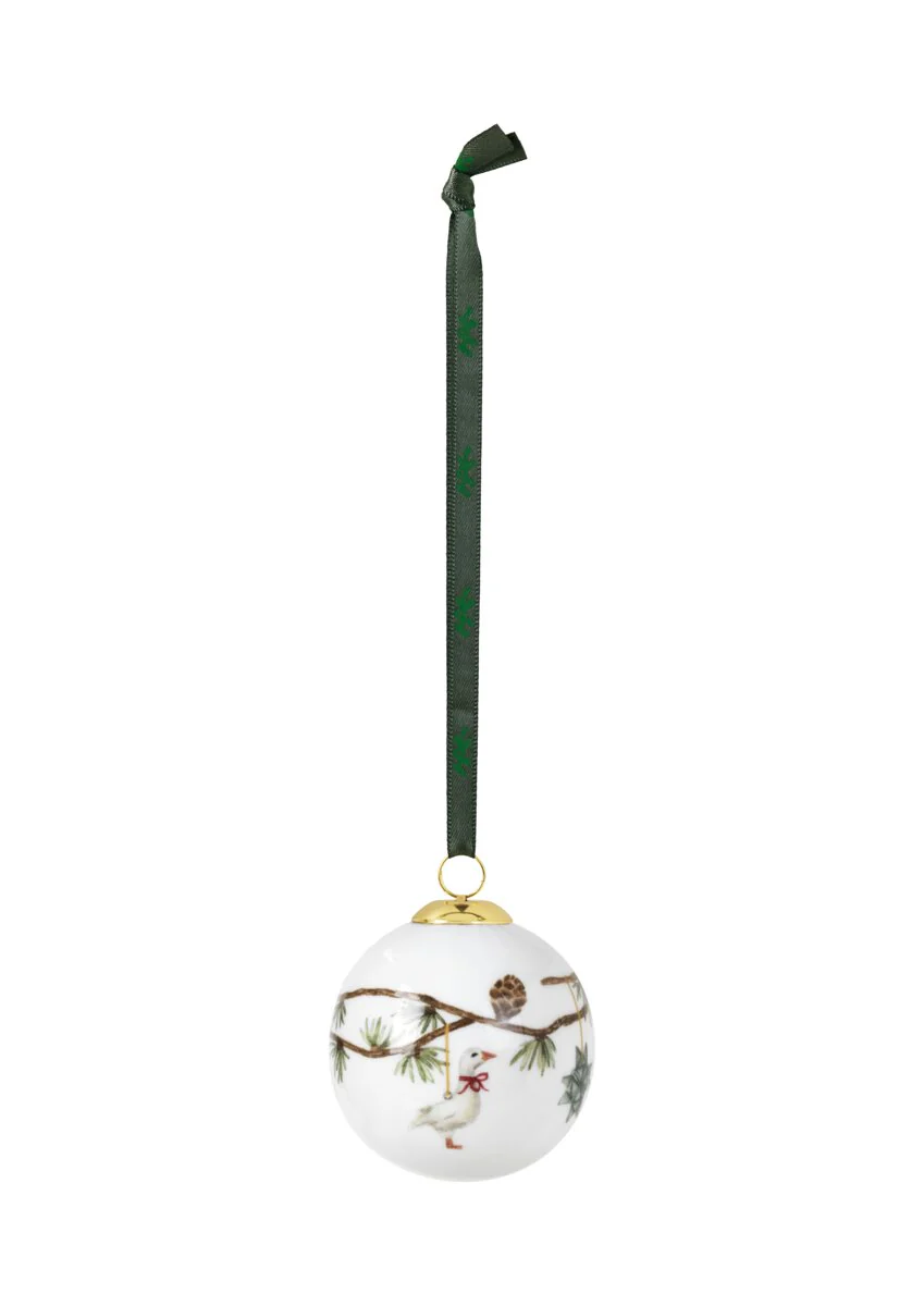 Kähler  Hammershøi Christmas Kugle 2018, hvid m. deko - Ø6 cm.