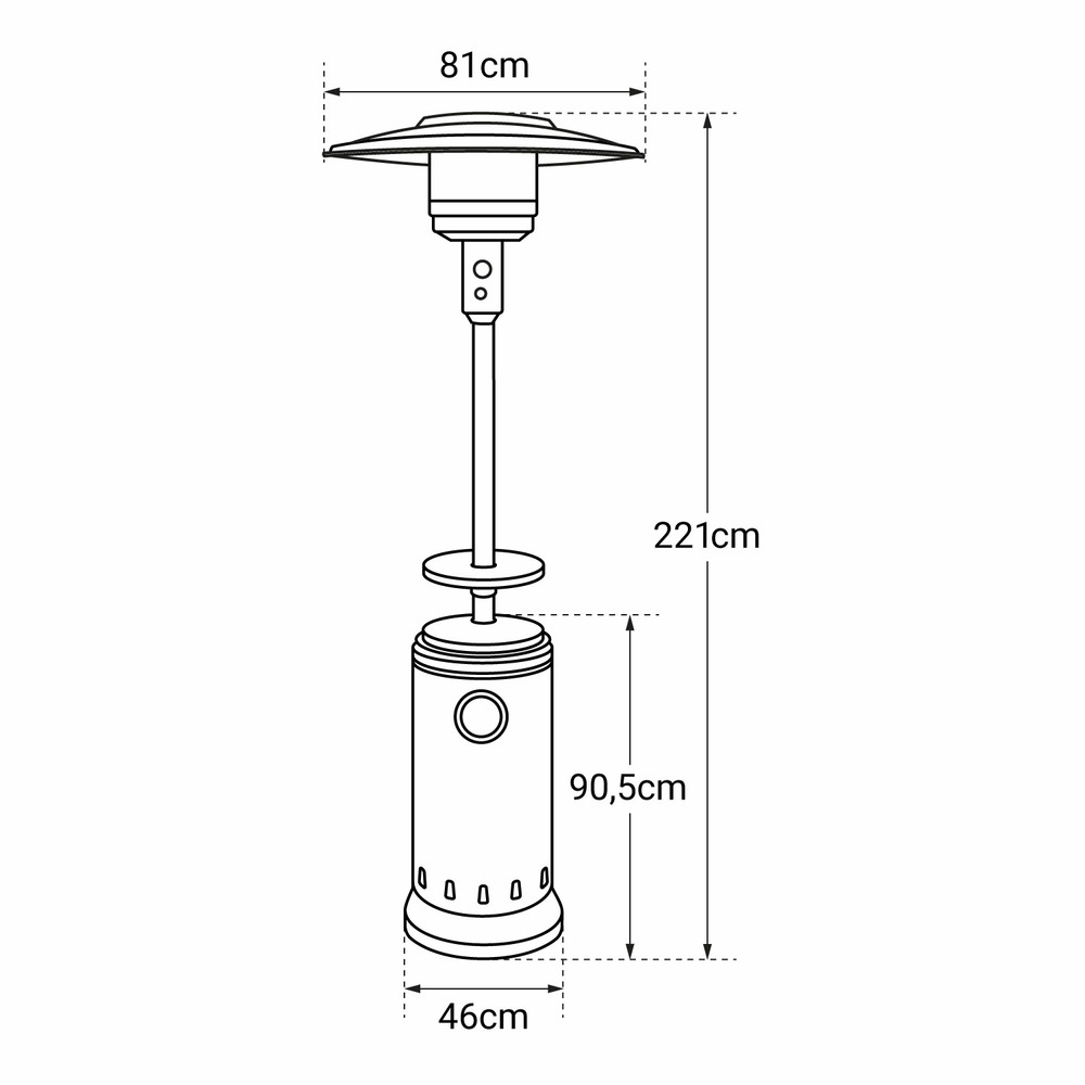 Parasol chauffant oslo chauffage d'extérieur gaz - acier inox + housse et table