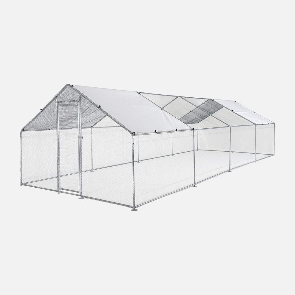 Enclos pour poulailler 24 m² - babette - volière en acier galvanisé. Bâche de toit imperméable et anti uv. Porte avec loquet. Enclos