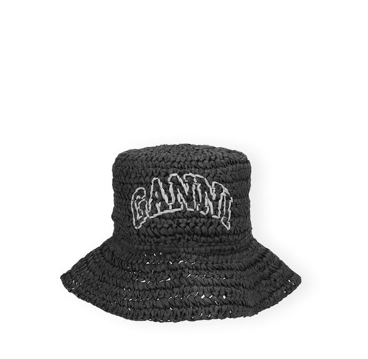 Ganni Summer Straw Hat Black