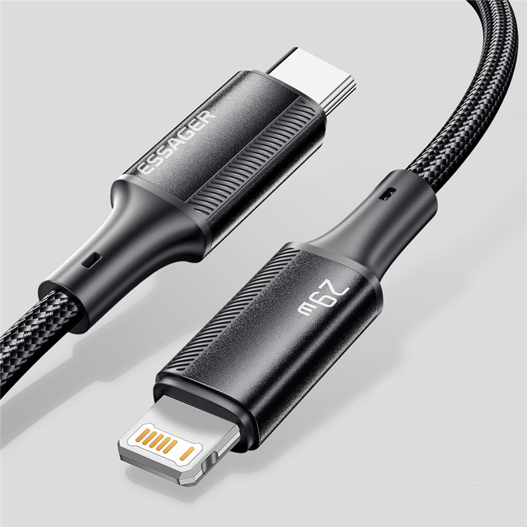 (1m) 29W USB C auf Lightning Ladekabel Nylon Datenkabel mit Power Delivery - Schwarz